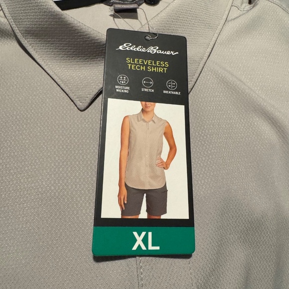 Women's Eddie Bauer Gray Button Down Shirt with Dress Collar XL New with Tags - Picture 8 of 9